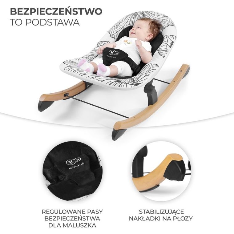 Kinderkraft, Finio, leżaczek, bujaczek, biały