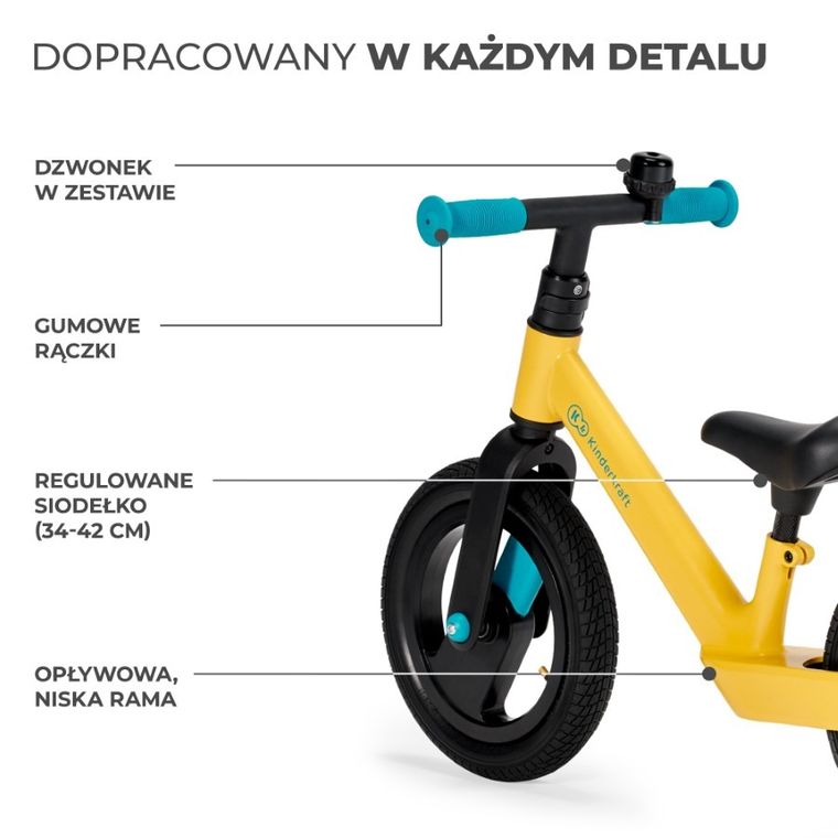 Kinderkraft, Goswift, rowerek biegowy, Yellow