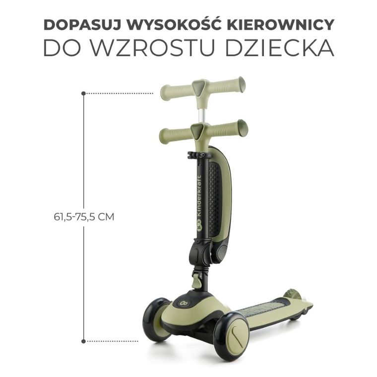 Kinderkraft, Halley, hulajnoga 2w1, Grassland Green