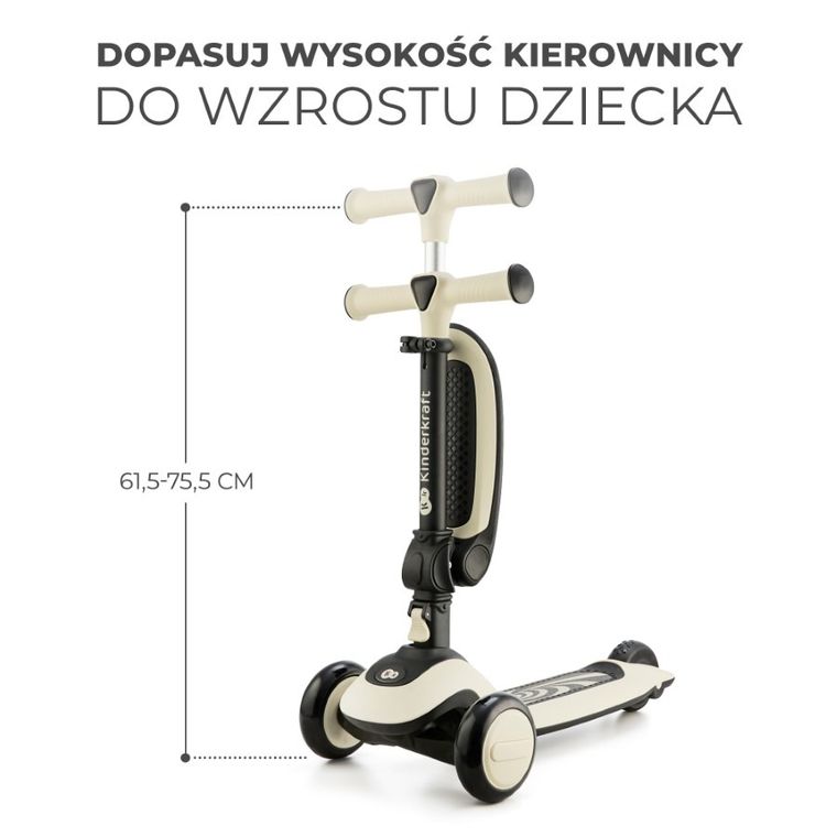 Kinderkraft, Halley, hulajnoga 2w1, Stone White