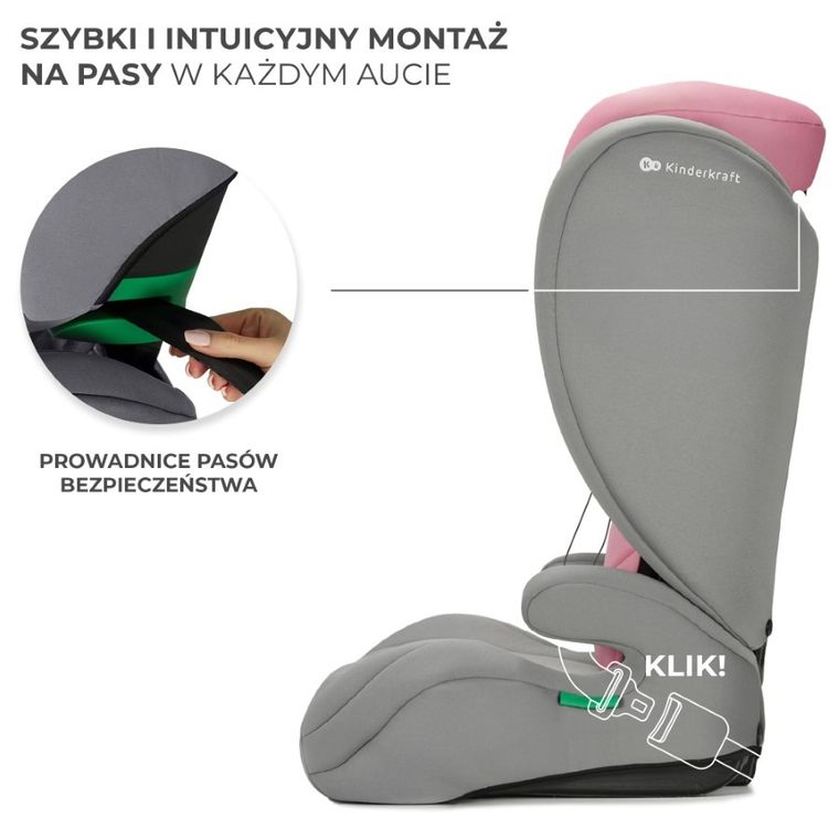 Kinderkraft, I-Spark, fotelik samochodowy, Pink, 100-150 cm