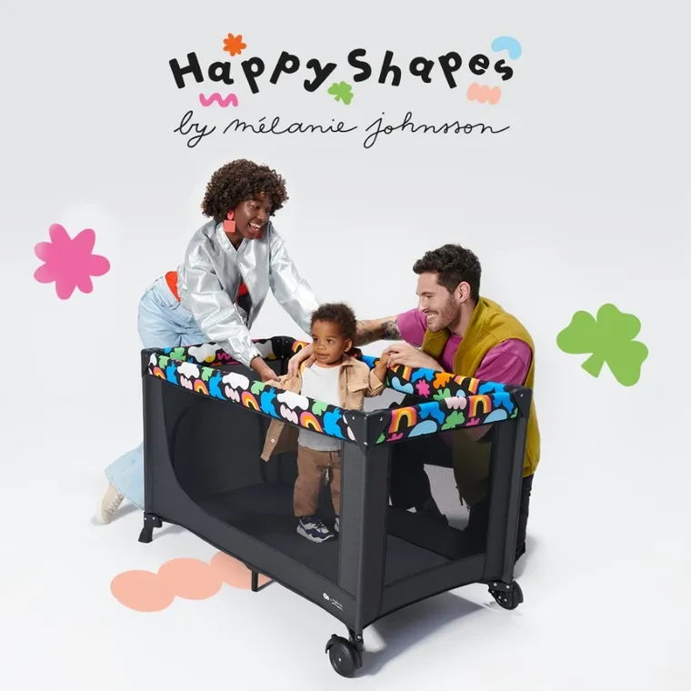 Kinderkraft, Joy 2, Happy Shapes, łóżeczko turystyczne