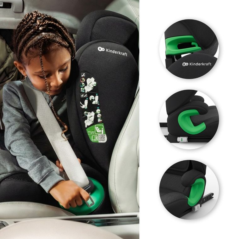 Kinderkraft, Junior Fix 2 Plus, i-Size, fotelik samochodowy, black, 100-150 cm