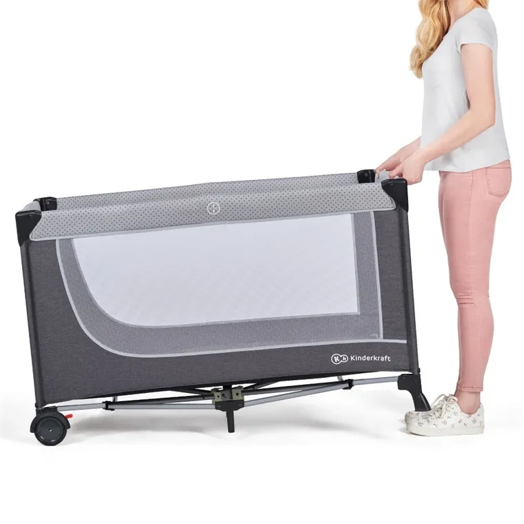 Kinderkraft, Leody, łóżeczko turystyczne, Grey