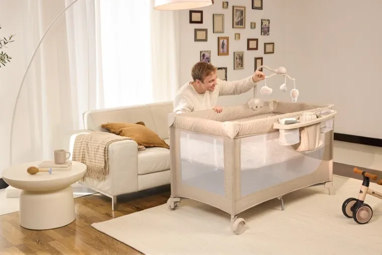 Kinderkraft, Leody Up, łóżeczko turystyczne, beige