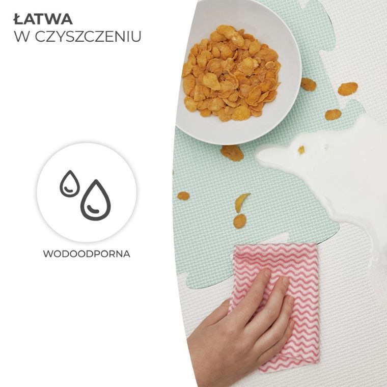 Kinderkraft, Luno, mata piankowa, puzzle, mint