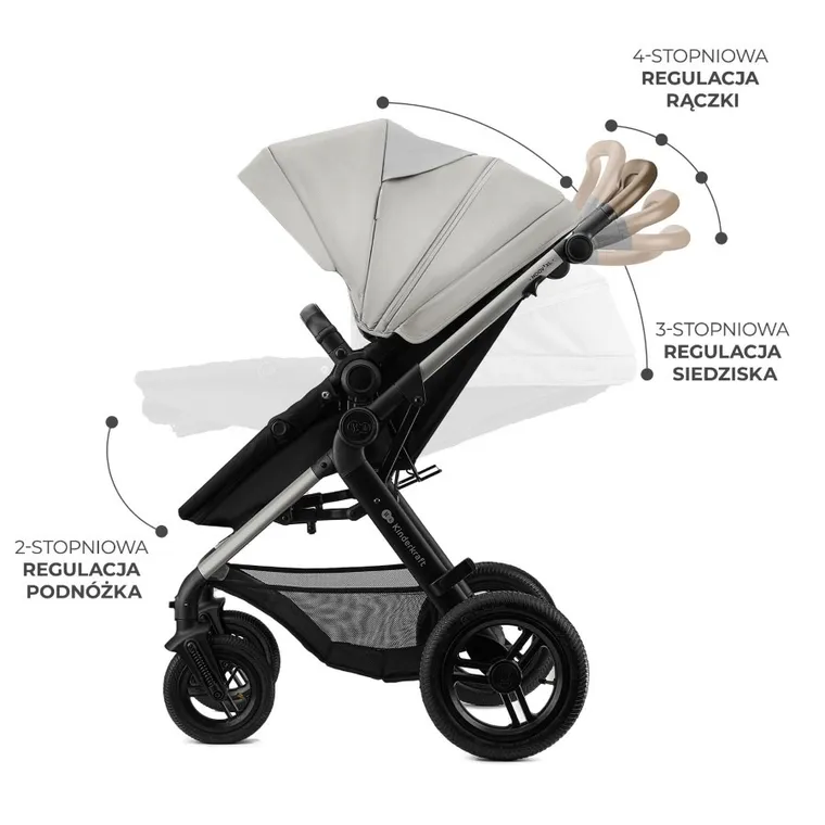 Kinderkraft, Moov 2 XL Air, wózek wielofunkcyjny, Moonlight Grey