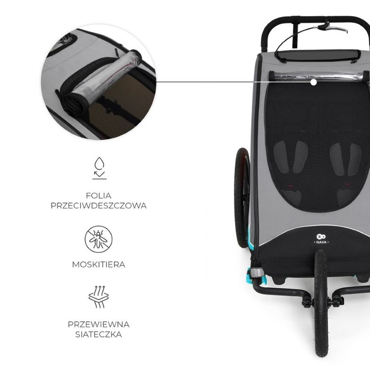 Kinderkraft, Nava, przyczepka rowerowa, wózek, hawaiian blue