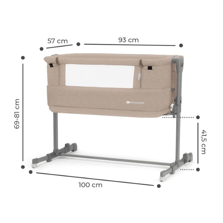 Kinderkraft, Neste Grow, łóżeczko dostawne, beige