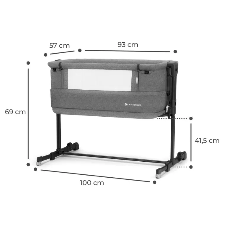 Kinderkraft, Neste Grow, łóżeczko dostawne, dark grey