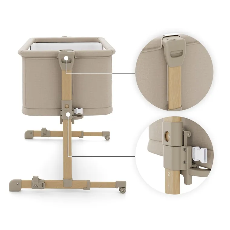 Kinderkraft, Nestee Grow 2, łóżeczko dostawne, beige wood