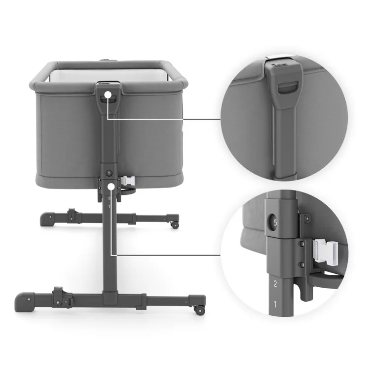 Kinderkraft, Nestee Grow 2, łóżeczko dostawne, dark grey