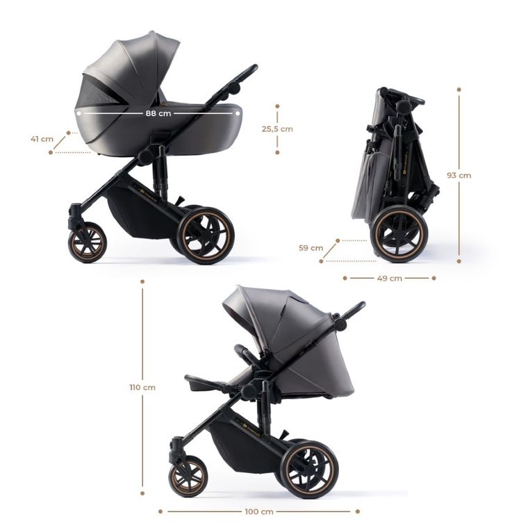 Kinderkraft, Prime 2, wózek wielofunkcyjny, 3w1, Shadow Grey
