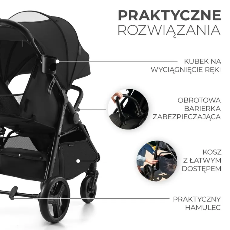 Kinderkraft, Rine, wózek spacerowy, Classic Black