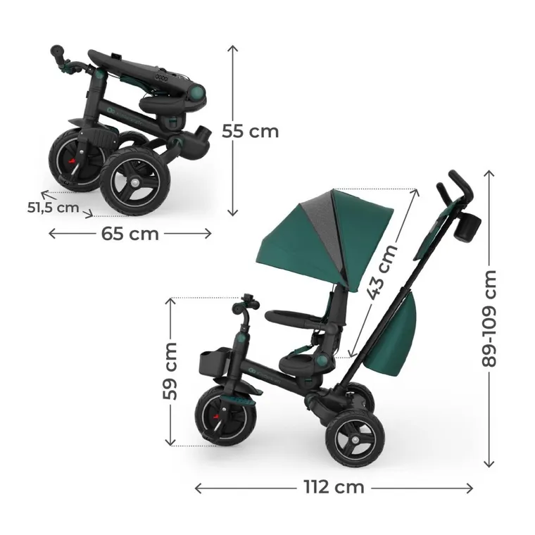 Kinderkraft, Spinstep 2 Plus, rowerek trójkołowy 6w1, Green