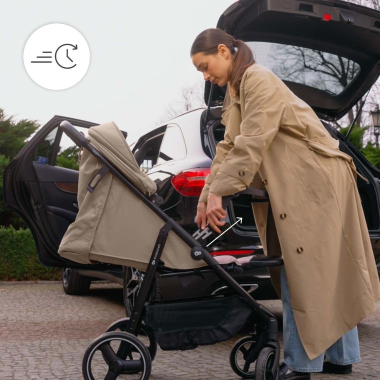 Kinderkraft, Trig 3, wózek spacerowy z tacką, Onyx Black