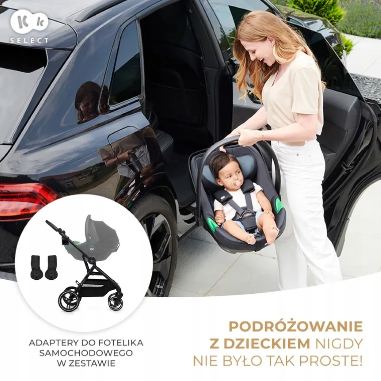 Kinderkraft, Yoxi, Mink Pro, wózek wielofunkcyjny 3in1, Pure Black