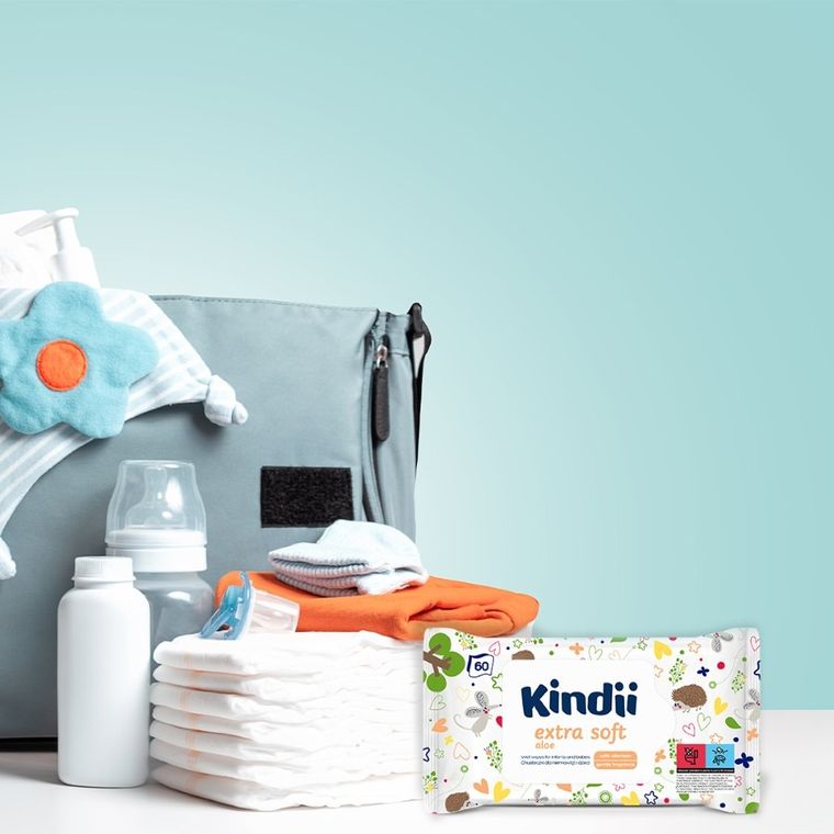 Kindii, Extra Soft Aloe, chusteczki dla niemowląt i dzieci, 12-60 szt.