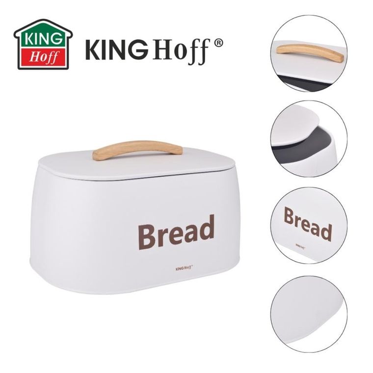 Kinghoff, chlebak, pojemnik na pieczywo, stalowy, biały, kh-1947