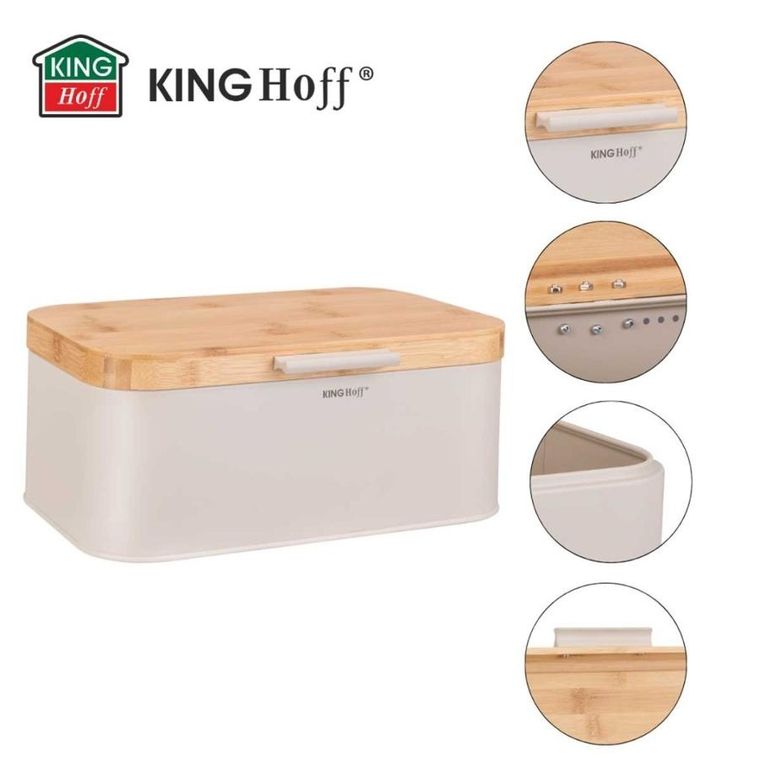 Kinghoff, chlebak z bambusową pokrywą, stalowy, kh-1928