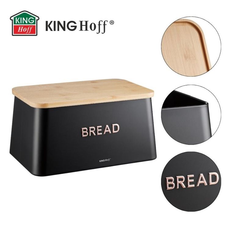 Kinghoff, chlebak z deską do krojenia, stalowy, KH-1948
