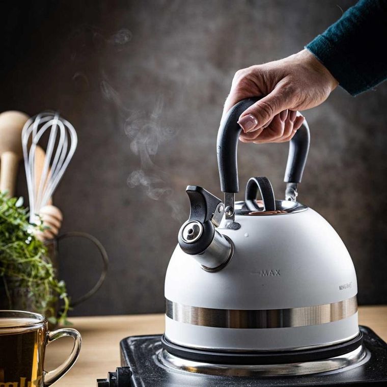 Kinghoff, czajnik z gwizdkiem, biały, 1,8l