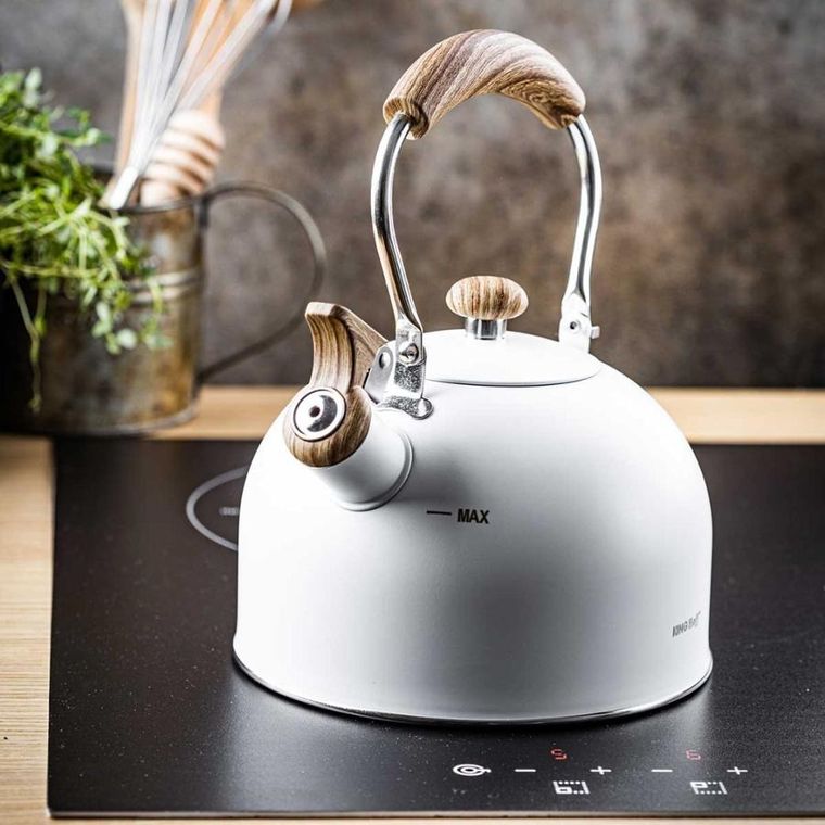 Kinghoff, czajnik z gwizdkiem, biały, 2,5l