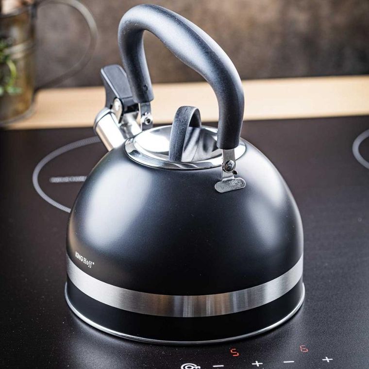 Kinghoff, czajnik z gwizdkiem, czarny, 1,8l