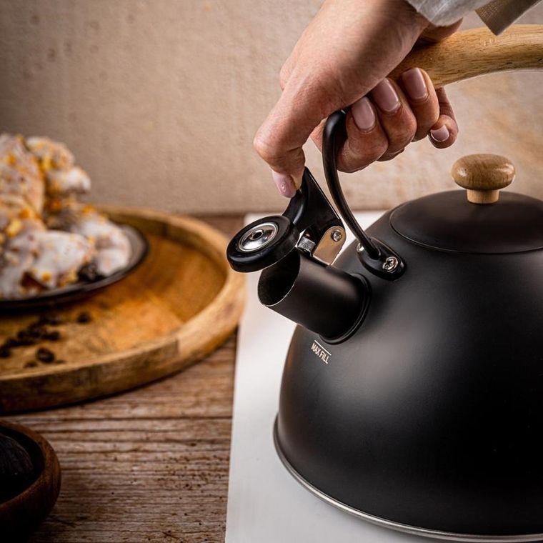 Kinghoff, czajnik z gwizdkiem, czarny mat, 2,5l, kh-1999