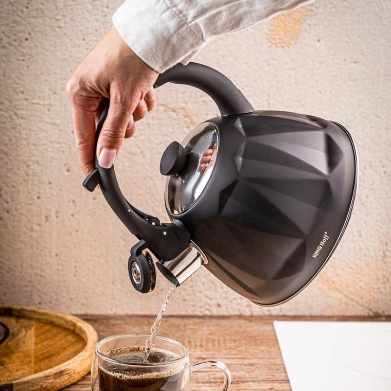 Kinghoff, czajnik z gwizdkiem, czarny mat, 2l, kh-1997