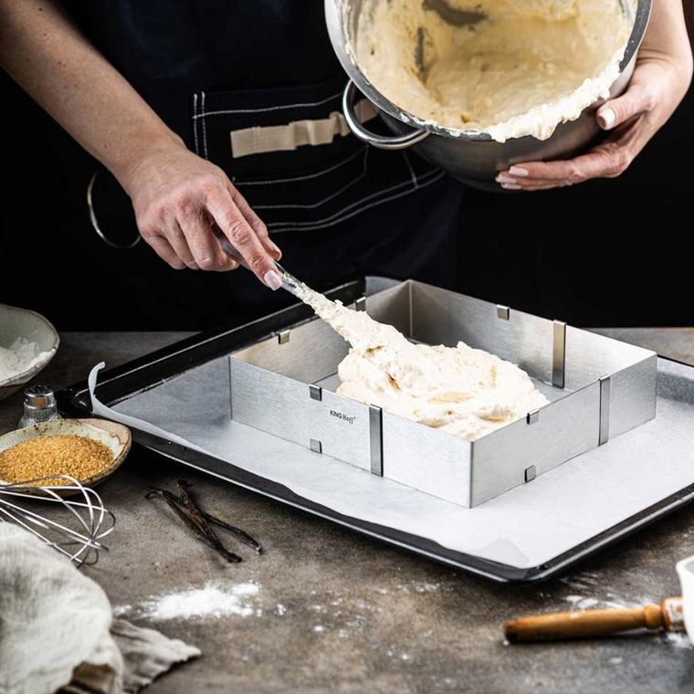 Kinghoff, forma regulowana, rant do ciast tortów, kwadratowa