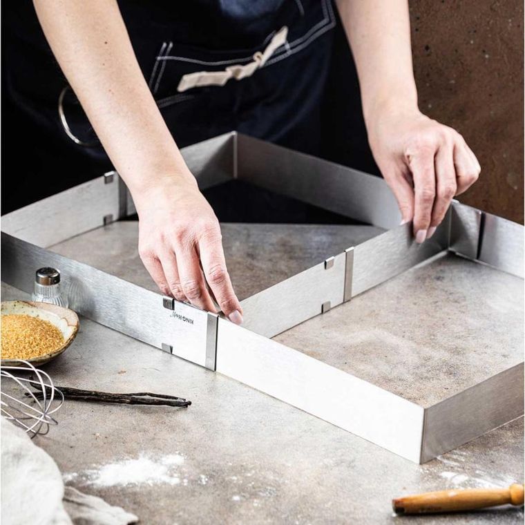 Kinghoff, forma regulowana, rant do ciast tortów, prostokątna