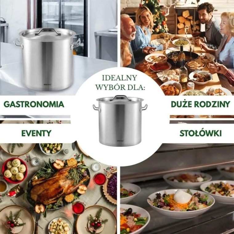 Kinghoff, garnek gastronomiczny z pokrywą, stalowy, 17l, KH-1961