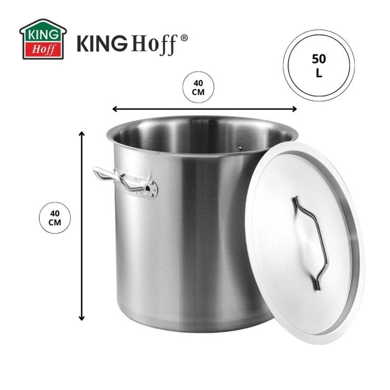 Kinghoff, garnek gastronomiczny z pokrywą, stalowy, 50l, KH-1966