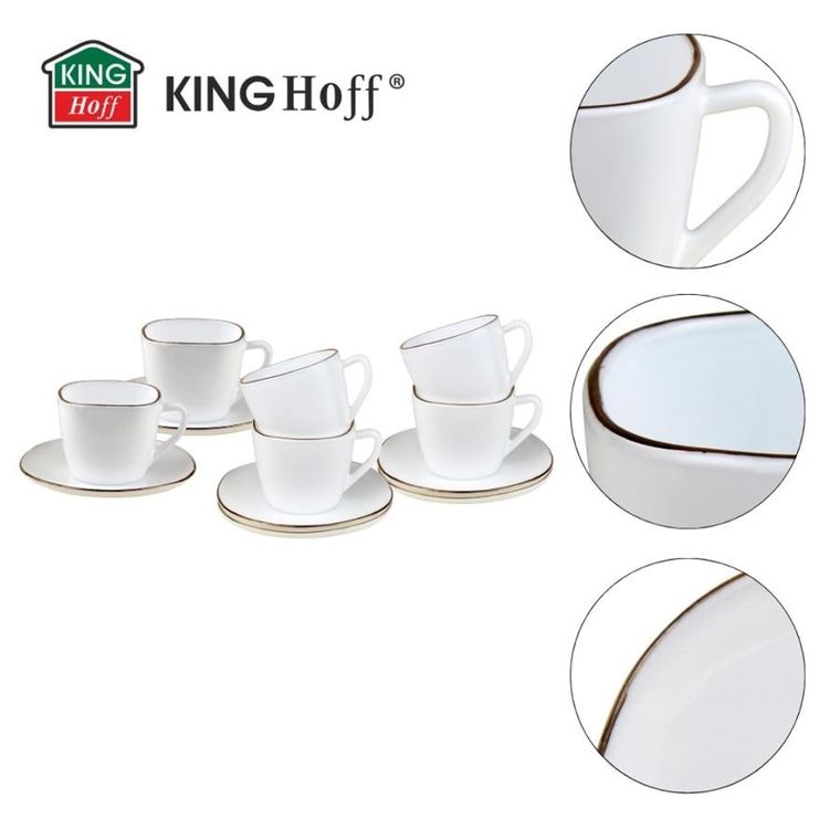 Kinghoff, zestaw kawowy, 6 filiżanek ze spodeczkami, KH-1930