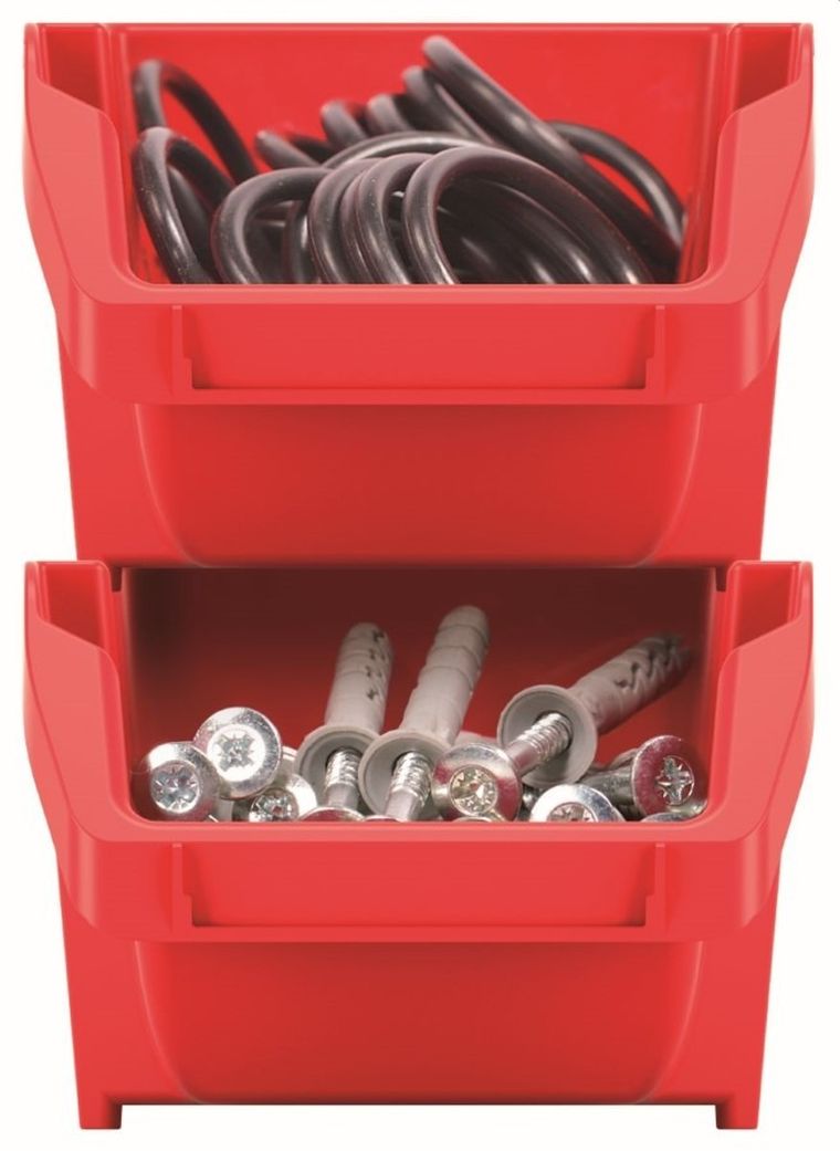 Kistenberg, zestaw pojemników warsztatowych, Bineer short, 10 szt., czerwony