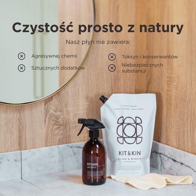 Kit & Kin, naturalny płyn do mycia szyb i luster, o zapachu grejpfruta, 500 ml