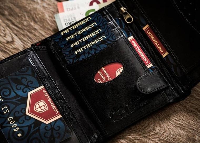 Klasyczny portfel męski ze skóry naturalnej, Peterson