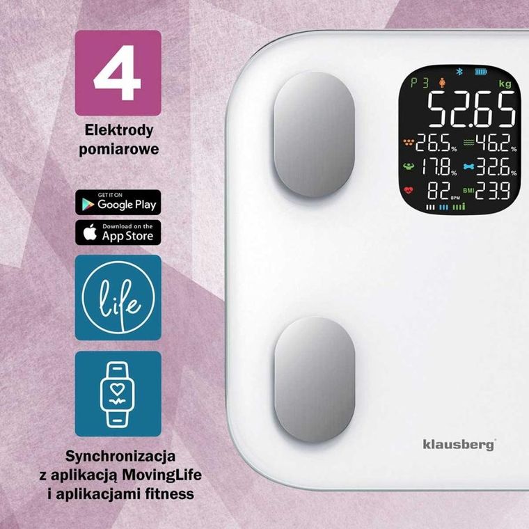Klausberg, analityczna waga łazienkowa, smart ios android, kb-7855