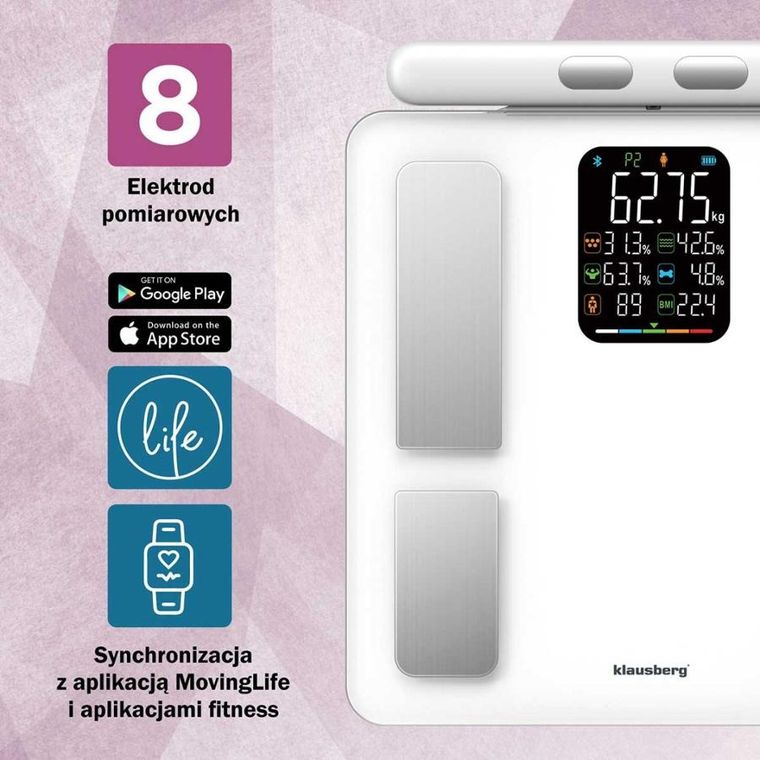 Klausberg, analityczna waga łazienkowa, smart ios android, kb-7857