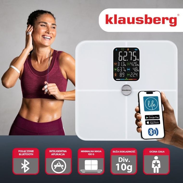 Klausberg, analityczna waga łazienkowa, smart, ios android, kb-7941