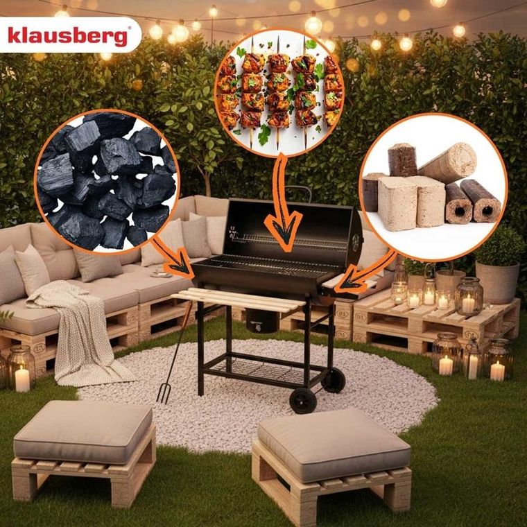Klausberg, grill węglowy na kółkach z półkami, kb-9033