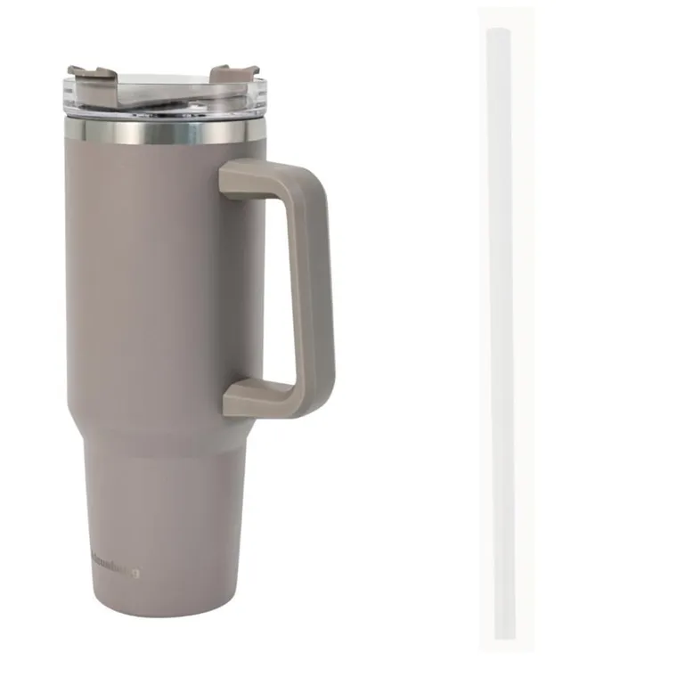 Klausberg, kubek termiczny, z rączką i słomką, stalowy, 1100 ml, kb-7943