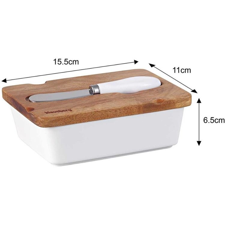 Klausberg, maselniczka porcelanowa z nożykiem klausberg, biała