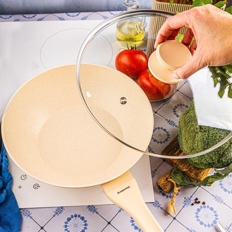 Klausberg, patelnia głęboka, marmurkowa, z pokrywą, 28cm, kb-7991