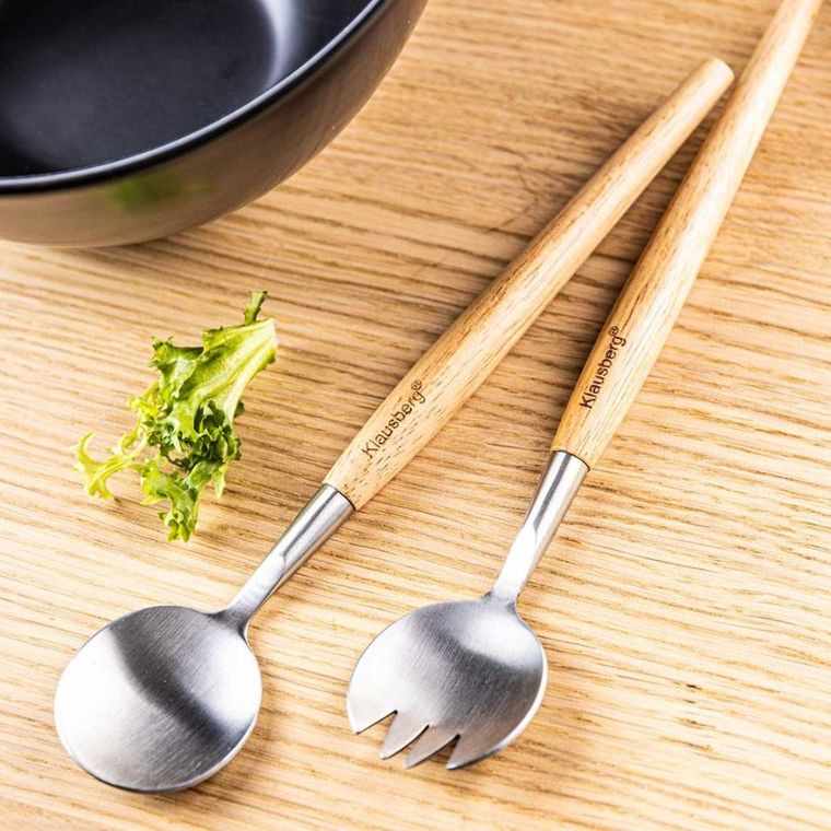 Klausberg, porcelanowa misa do sałat z przyborami, czarna, kb-7786