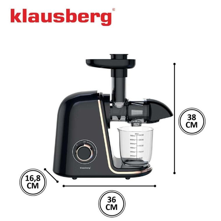 Klausberg, sokowirówka, wyciskarka wolnoobrotowa, czarna, KB-7867