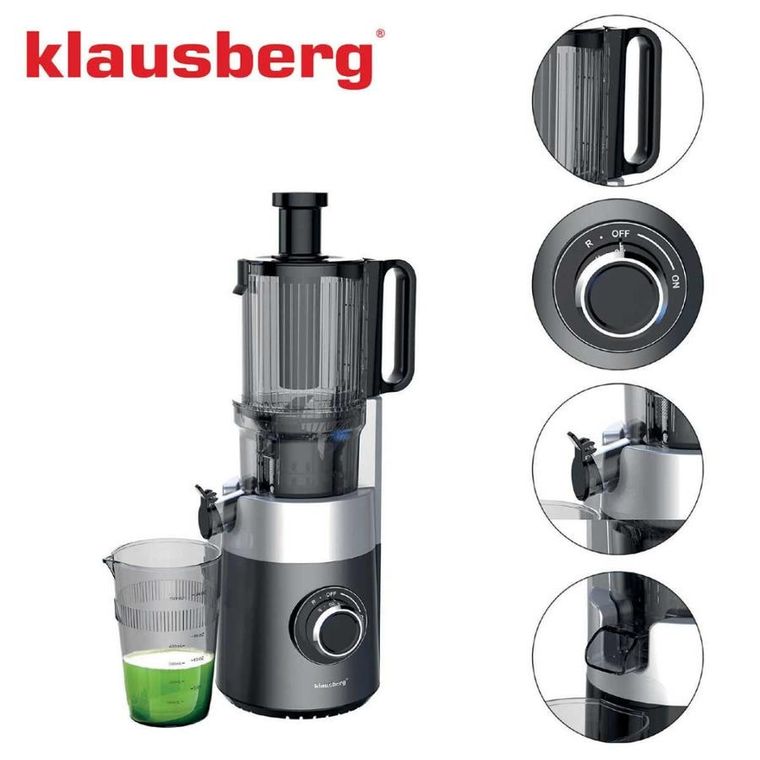 Klausberg, sokowirówka, wyciskarka wolnoobrotowa, pionowa, czarna, KB-7881