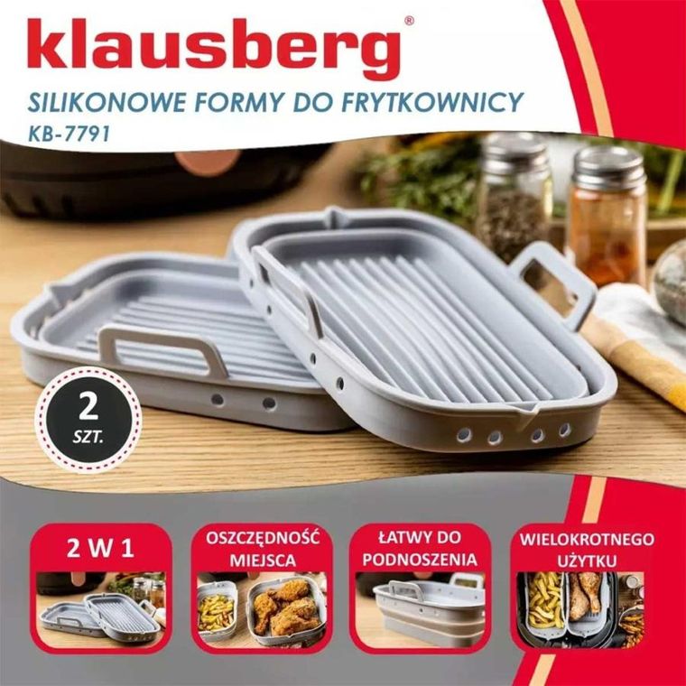 Klausberg, wkład silikonowy do frytownicy, prostokątny, 2 szt.
