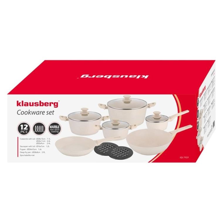 Klausberg, zestaw garnków marmurkowych, 12 elementów, kb-7959